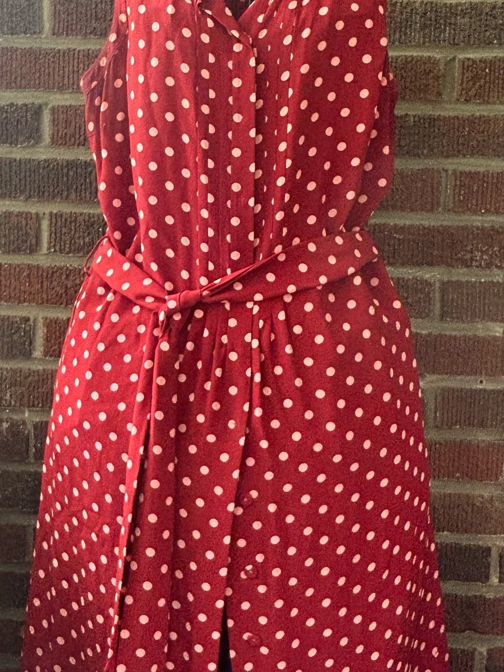 Tory Burch Graham Silk Red/Pink Polka Dot Sangria Monde Sleeveless Belted Dress